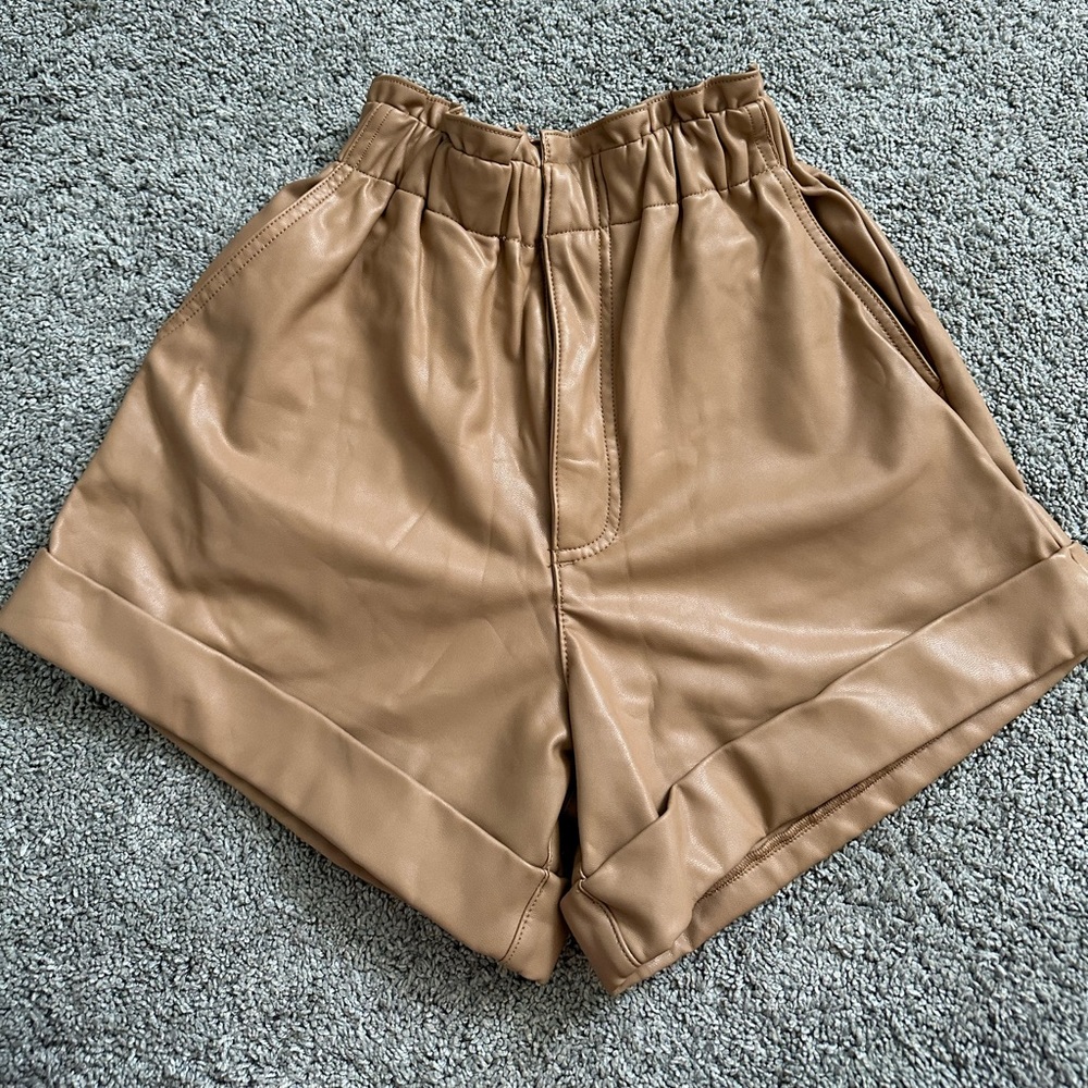 Abercrombie Paper Bag Faux Leather Shorts